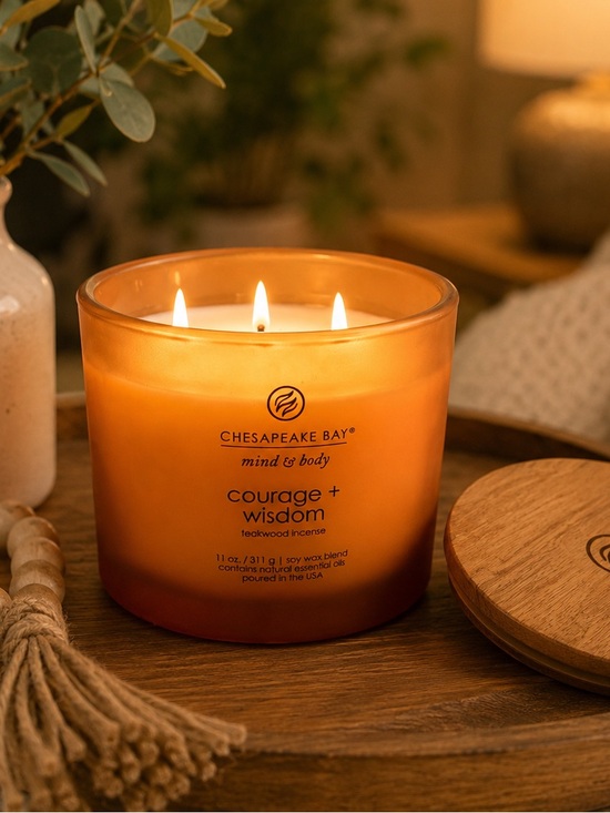 Chesapeake Bay Other - Chesapeake Bay Mind & Body Courage & Wisdom 3 Wick Soy Candle | Teakwood Incense